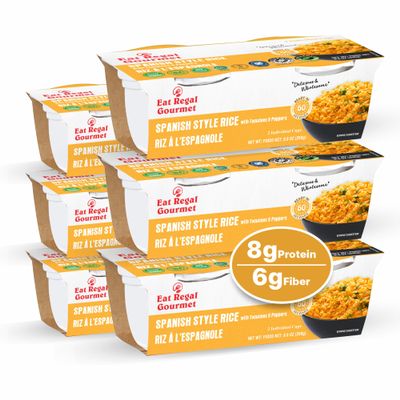 Eat Regal Spanish Style Rice Cups, Authentic Flavor, Fluffy Texture, Ready in 1 Minute, 8g Protein, 6g Fiber, Non-GMO, Gluten-Free, 8.8oz (2 x 125g), Pack of 6