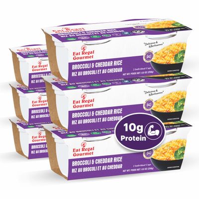 Eat Regal Broccoli & Cheddar Rice, Gluten-Free, Ready in 1 Minutes, 8.8 Oz Cups, Pack of 6