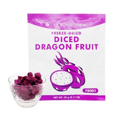 Tea Zone Freeze-Dried Dragon Fruit Snack Diced, 100% Pure Fruit, No Sugar Added, Vegan & Paleo Snack for Smoothie Bowls, Baking & Kids, 50g - BAG