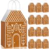 Kolldenn 24 Pcs Christmas Gingerbread House Gift Bags with Handles House Gingerbread Shaped Treat Candy Goodies Paper Bags Bulk Winter Snow Wrapping Paper for Christmas Holiday Party Favor(Classic) view 1