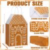 Kolldenn 24 Pcs Christmas Gingerbread House Gift Bags with Handles House Gingerbread Shaped Treat Candy Goodies Paper Bags Bulk Winter Snow Wrapping Paper for Christmas Holiday Party Favor(Classic) view 2