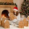 Kolldenn 24 Pcs Christmas Gingerbread House Gift Bags with Handles House Gingerbread Shaped Treat Candy Goodies Paper Bags Bulk Winter Snow Wrapping Paper for Christmas Holiday Party Favor(Classic) view 3
