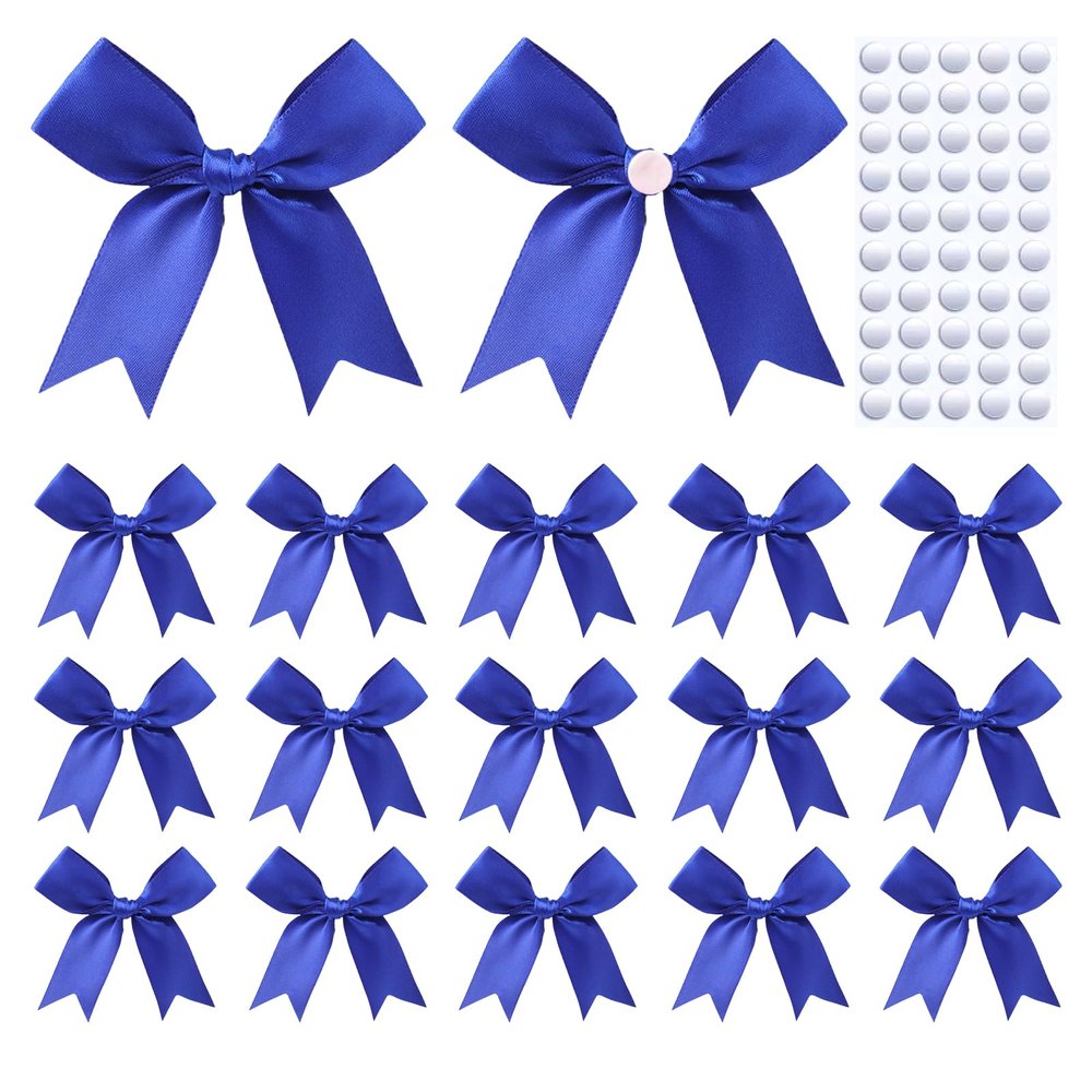 Feluwi 50Pcs Blue Gift Wrap Bows - Premium Satin Ribbon Bows - 3.3 Inch Elegant Bows for Gift Wrapping -Party Decorations, Wedding Decor Christmas Birthday Presents, Baby Shower, DIY Crafts Gift Bags