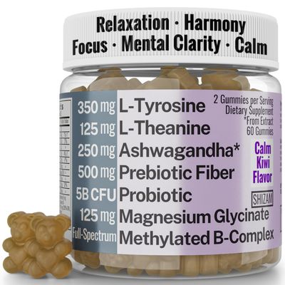 L-Tyrosine L-Theanine Methylated Vitamin B Complex Magnesium Glycinate Probiotic Fiber for Kids Adults Men Women w. Chicory Root Inulin 5-MTHF B12 P5P B6 B9 B5 B3 Powder Capsule Pill Supplement Alt
