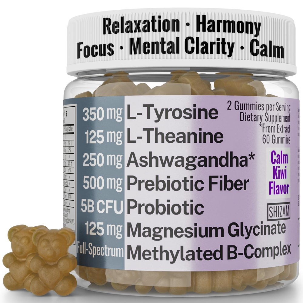 L-Tyrosine L-Theanine Methylated Vitamin B Complex Magnesium Glycinate Probiotic Fiber for Kids Adults Men Women w. Chicory Root Inulin 5-MTHF B12 P5P B6 B9 B5 B3 Powder Capsule Pill Supplement Alt
