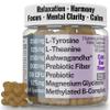 L-Tyrosine L-Theanine Methylated Vitamin B Complex Magnesium Glycinate Probiotic Fiber for Kids Adults Men Women w. Chicory Root Inulin 5-MTHF B12 P5P B6 B9 B5 B3 Powder Capsule Pill Supplement Alt view 1