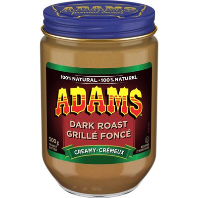 Adams 100% Natural Dark Roast Creamy Peanut Butter, 500g/17.5 oz