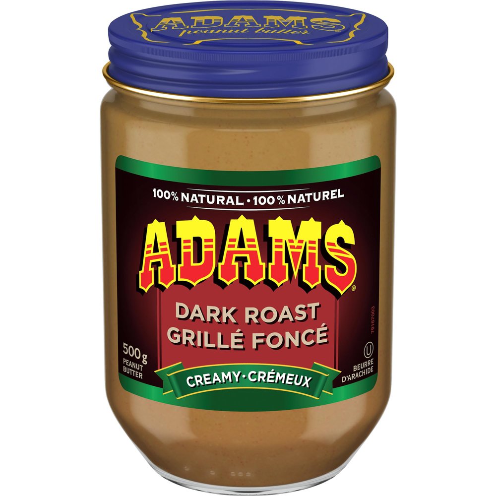 Adams 100% Natural Dark Roast Creamy Peanut Butter, 500g/17.5 oz
