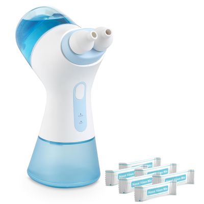 NUONNA Nasal Irrigation System | Handheld Saline Nasal Rinse Kit with 1 Rinse Machine and 30 Salt Pods | Blue
