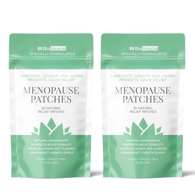 BioMiracle 30 Natural Rellief Menopause Patches Lavender, Ginger, and Herbs Promote Calm Relief, Vegan + Cruelty Free (Two Pack)