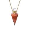 Resin Natural Stone Quartz Aromatherapy Pendant Necklace Gold Color Essential Oil Diffuser Perfume Bottle Crystal Necklaces(Red Agate) view 1