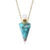 Resin Natural Stone Quartz Aromatherapy Pendant Necklace Gold Color Essential Oil Diffuser Perfume Bottle Crystal Necklaces(Red Agate) view 2