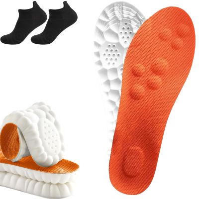 2025 New Insoles for Men Women, Pu Memory Foam Insole with Arch Support, Breathable Sole 4d Cloud Technology (1Pair-Orange,Men 8-8.5/Women 9.5-10)