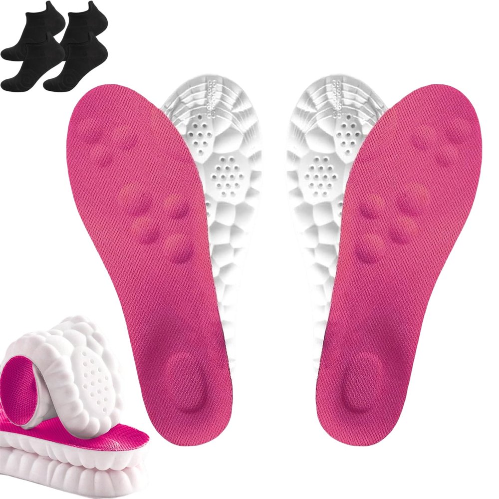 2025 New Insoles for Men Women, Pu Memory Foam Insole with Arch Support, Breathable Sole 4d Cloud Technology (2Pair-Purple,Men 8-8.5/Women 9.5-10)