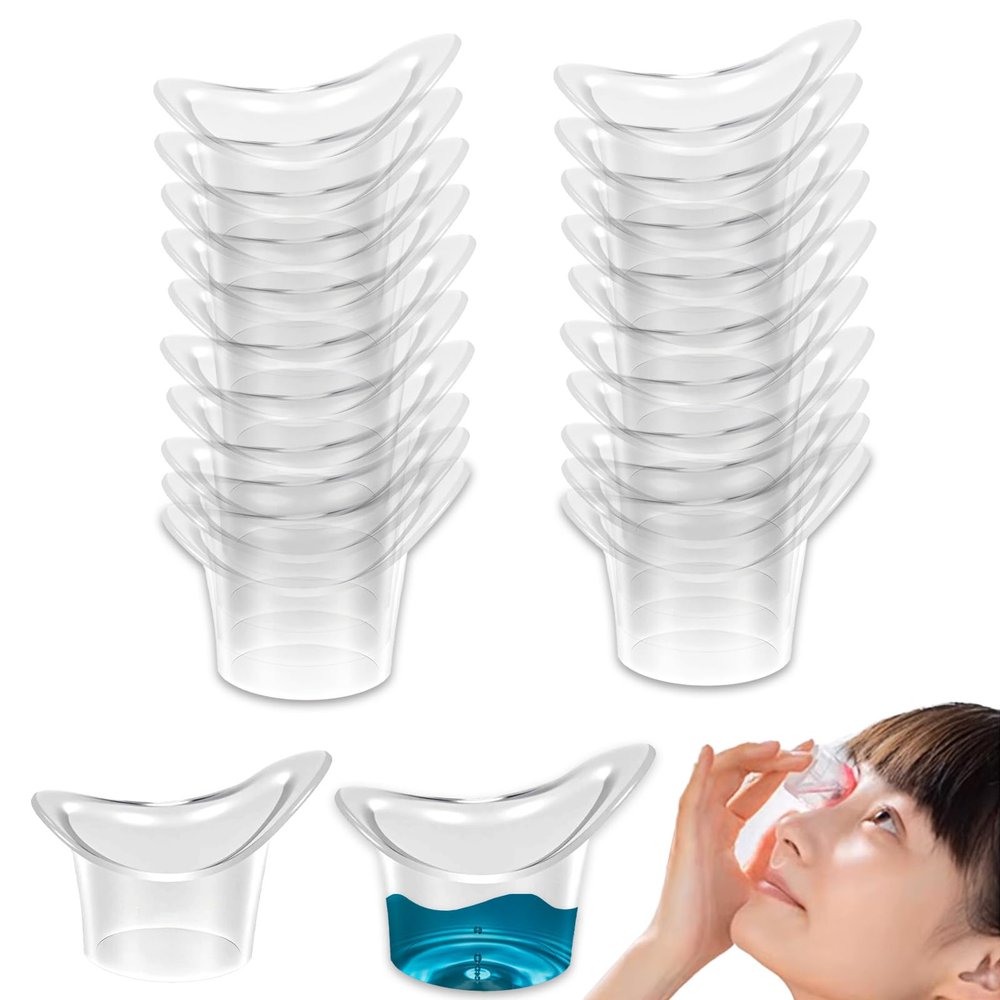Hexinging 20 Pcs 5ml Disposable Eye Wash Cup, Portable Plastic Eyewash Cups, Portable Eye Bath Washer Ideal for Daily Use and Travel Cleaning