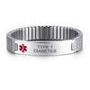Type 1 Diabetes Medical Alert ID Stretch Bracelet Stailess Steel Elastic Emergency Sport ID Bracelet Wristband,8.3 Inches,Silver view 1