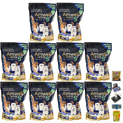 30 Sachets/Pack (450g) Rich Flavor Delicious Fruit Snack AmwellCoffee S Robusta Arabica Roasted Instant Coffee Set 10 By Beautygoodshop [Get Free For You Beauty Gifts]