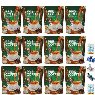 10 Sachets/Pack (150g) Rich Smooth No Sugar Intense Delicious Fruit Snack PrisCoffee Coconut Arabica Roasted Set 12 D748 By Thaigiftshop [Get Free Tomato Facial Mask]