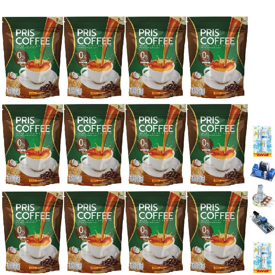 10 Sachets/Pack (150g) Rich Smooth No Sugar Intense Delicious Fruit Snack PrisCoffee Coconut Arabica Roasted Set 12 D748 By Thaigiftshop [Get Free Tomato Facial Mask]