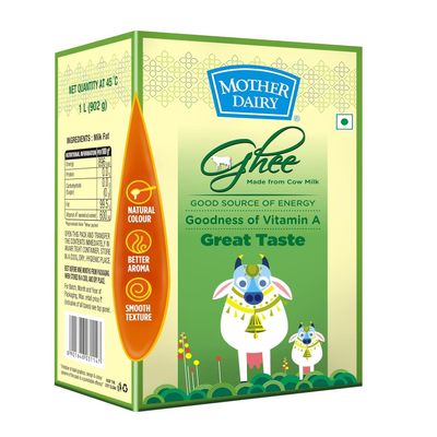 Mother Dairy Cow Ghee, 1 Liter (2.2 lb), CEKA Pack of 2