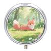 Pill Organizer Small Portable Pill Box Personalized Cute Fox in Meadow Print Medication Organizer for Vitamins Supplements view 1