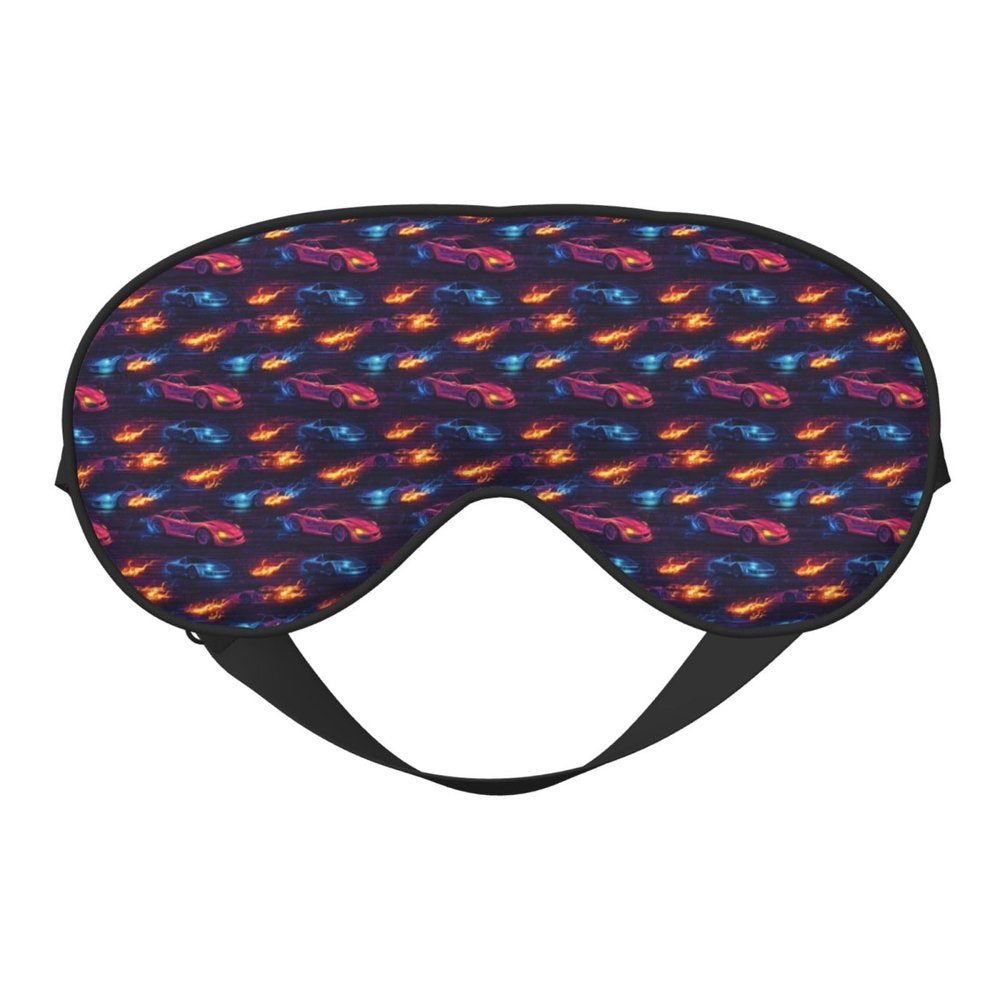 Eye Sleep Mask for Women Men - Adjustable Buckle Red Blue Fire Sports Car Print Travel Eye Masks for Sleep Mask Blackout, Comfy Sleeping Blindfolds for Women Men, Funny Blindfolds for Party Games