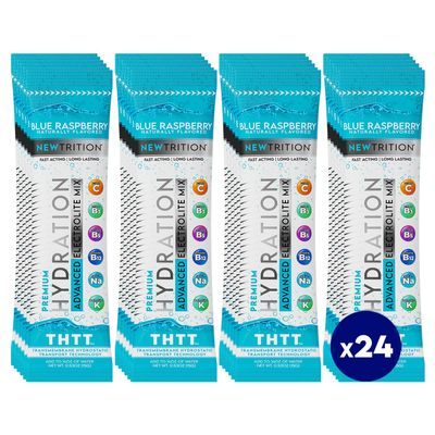 NewTrition Hydration Powder, Electrolyte Powder Packets, Naturally Flavored Hydrating Packets for Water, Fast Acting Hydrate Electrolytes with Vitamins B&C Energy & Recovery, BlueRaspberry Pack of 24