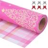 EWES Pink Christmas Wrapping Paper Rolls Set, Cute Princess Kids Thick Aesthetic Elegant Girls Girly Heavy Duty Gift Wrap Sheets,Patterns with Christmas Tree,Reversible,Total 48.6sq.ft view 1