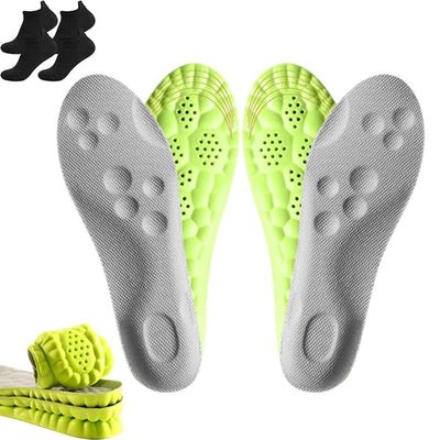 2025 New Insoles for Men Women, Pu Memory Foam Insole with Arch Support, Breathable Sole 4d Cloud Technology (2Pair-Green,Men 8-8.5/Women 9.5-10)