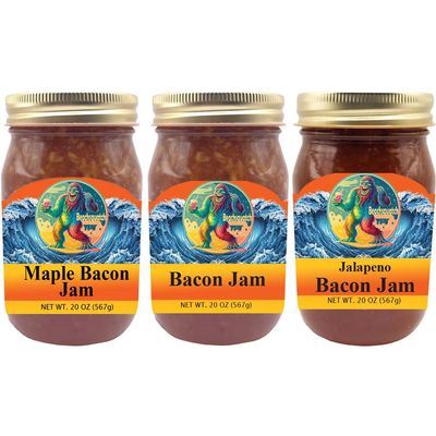 Beachsquatch Bacon (Classic, Jalapeno, Maple) Jams, 20 ounce jars - 3 PACK