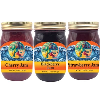 Beachsquatch Classic Jam Collection (Blackberry, Cherry, Strawberry) 20 ounce jars - 3 PACK