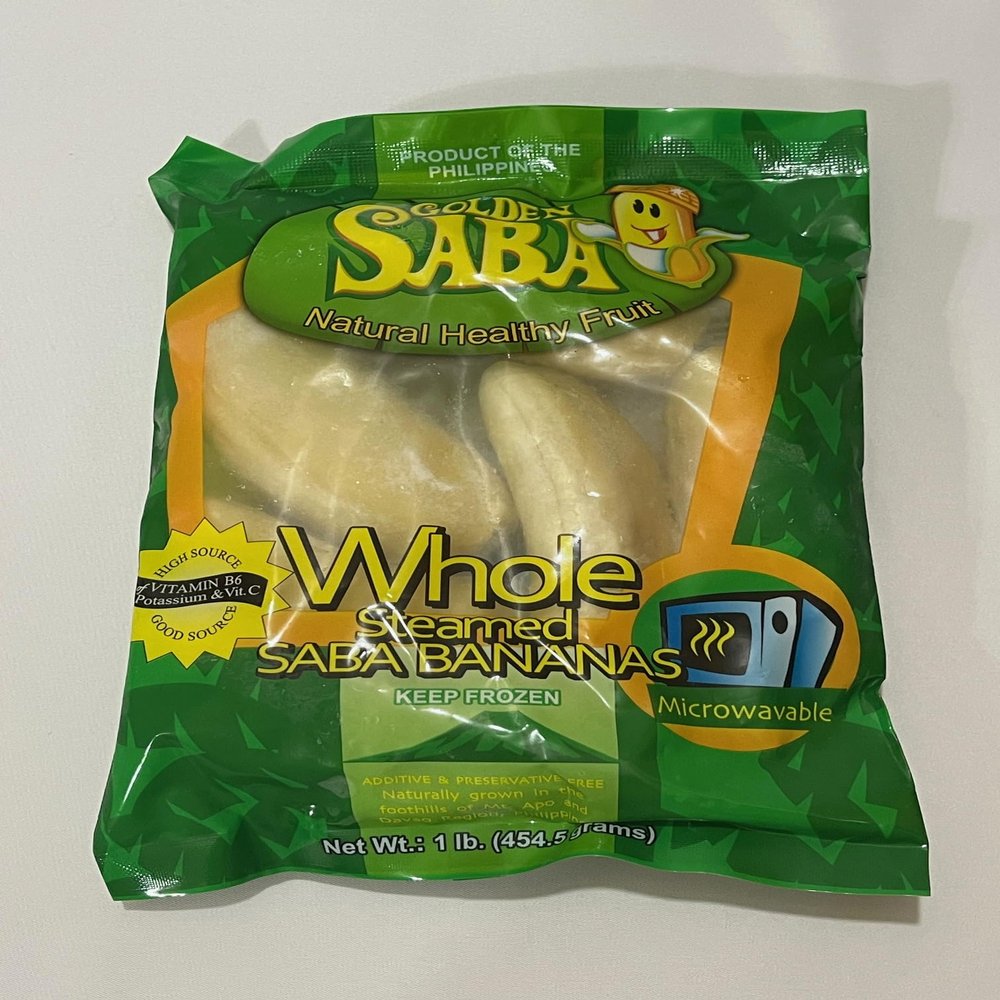 Golden Saba Whole Steamed SABA Bananas 1 Lb per Pack (2-Packs)