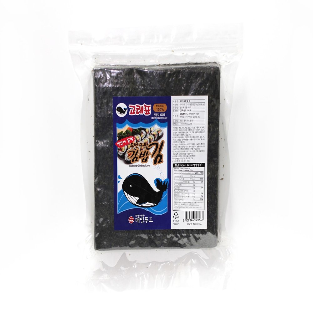 Roasted Kimbap/Sushi Seaweed 8.11 oz (100 Sheets) Premium Korean Laver, Tear-Resistant, Double Roasted, Ideal Texture, Versatile Use