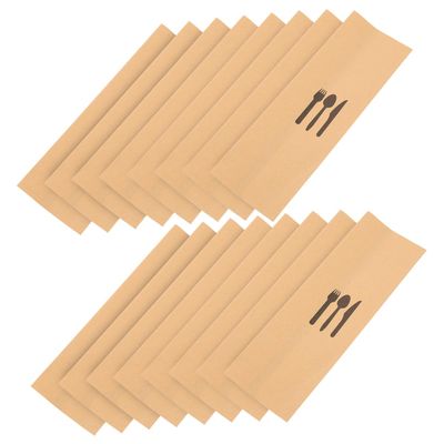 ULTECHNOVO 200pcs Kraft Paper Cutlery Holders Disposable Utensil Bags for Weddings and Parties Food-Grade Waterproof Versatile Tableware Storage