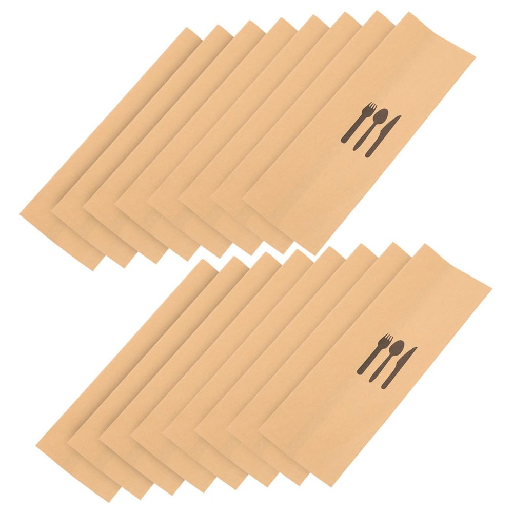 ULTECHNOVO 200pcs Kraft Paper Cutlery Holders Disposable Utensil Bags for Weddings and Parties Food-Grade Waterproof Versatile Tableware Storage