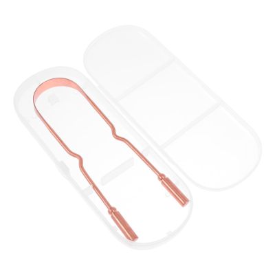 GANAZONO 1Set Gold Scraper with Storage Box Unisex Cleaning Brush for Bad Breath Oral Shaped Design for Easy Use