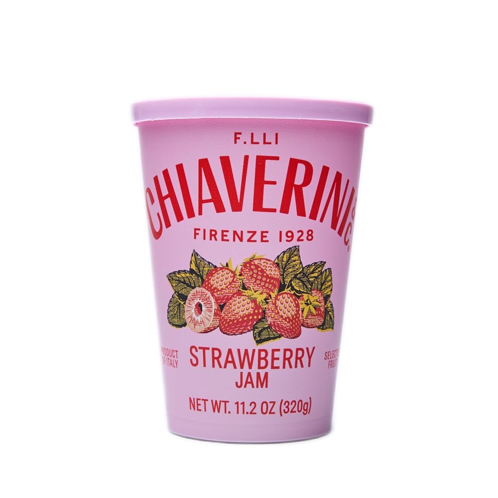 CHIAVERINI Italian Strawberry Fruit Preserves Jam from Florence Tuscany | 4 Natural Ingredient Recipe | No High Fructose Corn Syrup | Non-GMO | 11.2 oz Tapered Jar