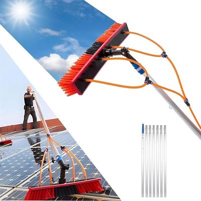 Adjustable Solar Panel and Window Cleaning Kit with Water Fed Pole for Outdoor Glass, Roof, and Window Washing