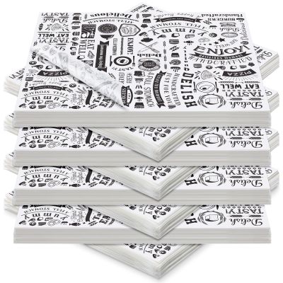 Outus 600 Pcs 8 x 10 inch Deli Wax Paper Sheets Grease Resistant Tray Basket Liners Newsprint Paper Water and Grease Proof Sandwich Wrapping Square Hot Dog Wrappers for Food Baking (White)