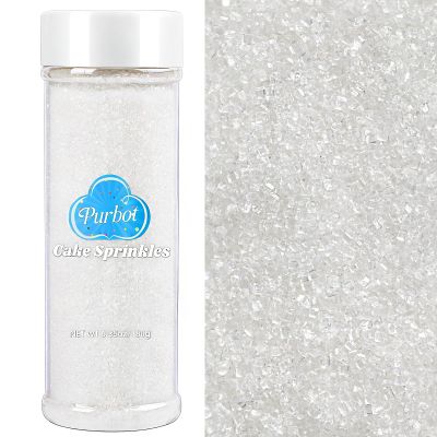 White Sanding Sugar Sprinkles, 6.35oz/180g Edible Sparkling Sugar Crystals, Clear Coarse Sugar Sprinkles for Baking Cake Cupcake Cookies Ice Cream Topping