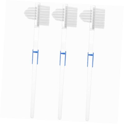 Beaupretty 3Pcs Transparent Double Sided Brush Cleaning Tool for Teeth Non Slip Handle Firm Bristles for Hard to Reach Areas for