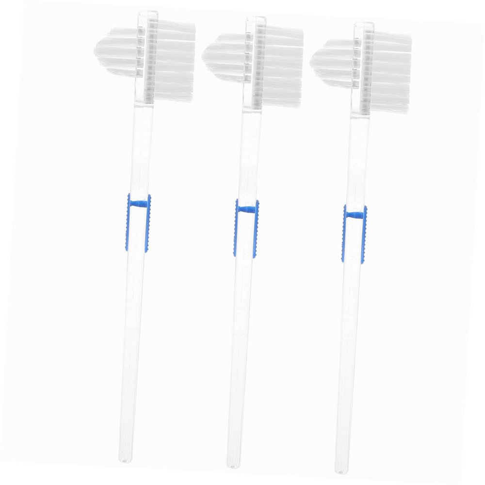 Beaupretty 3Pcs Transparent Double Sided Brush Cleaning Tool for Teeth Non Slip Handle Firm Bristles for Hard to Reach Areas for