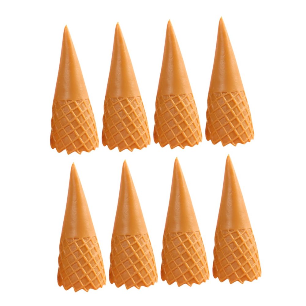 QUMIIRITY 8pcs Adorable Fake Ice Cone Models Mini Food Toys PVC Material Ice Cream Cone Molds