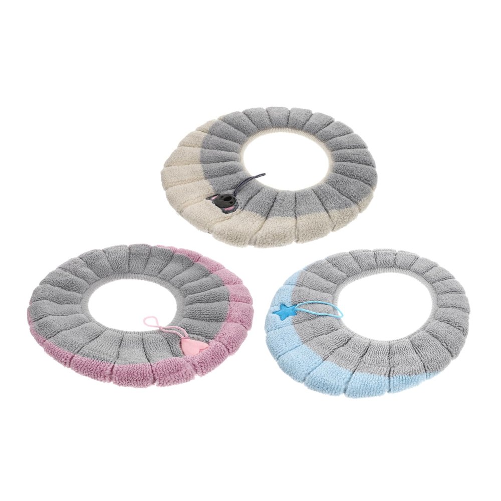 EXHUMKY 3pcs Universal Washable Toilet Seat Cushion Pads Soft Polyester Bathroom Mats Handle Suitable for Standard Toilets and Maternity Use