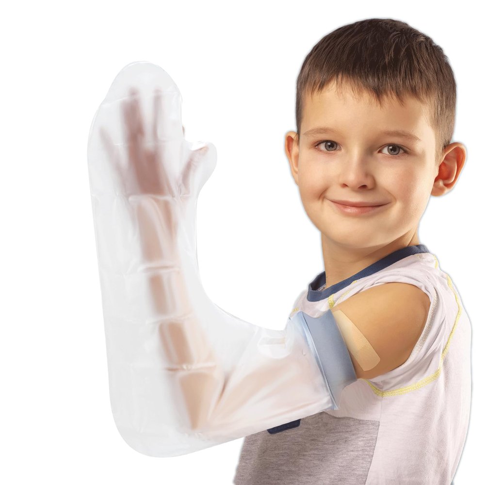Waterproof Full Arm Cast Covers for Shower Kids - Available in 3 Sizes Reusable Child Long Arm Cast Sleeve Bag Covers- Watertight Protection forWounded Elbow Wrist Hand Finger Forearm (L)