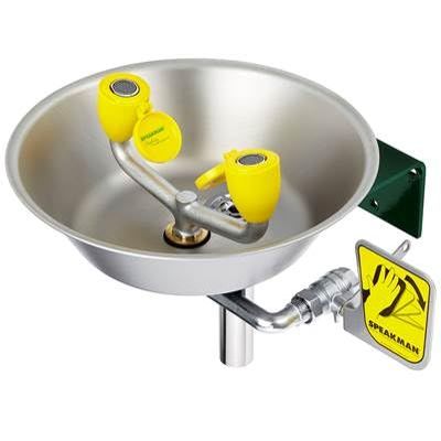 Speakman Traditional Series Wall Mounted Eyewash with Stainless Steel Bowl and Thermostatic Mixing Valve - SE-582-STW