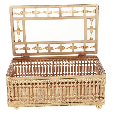 DECOMELODY Vintage Gold Tissue Box Napkin Dispenser Paper Towel Storage Box European Style Home Decor