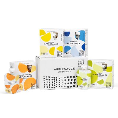 White Leaf Applesauce Pouches, Organic Toddler Snack - No Added Sugar Apple Sauce Pouch Variety Pack, Kosher, Non-GMO, BPA-Free Regeneratively Farmed Pouches, (Pack of 16)
