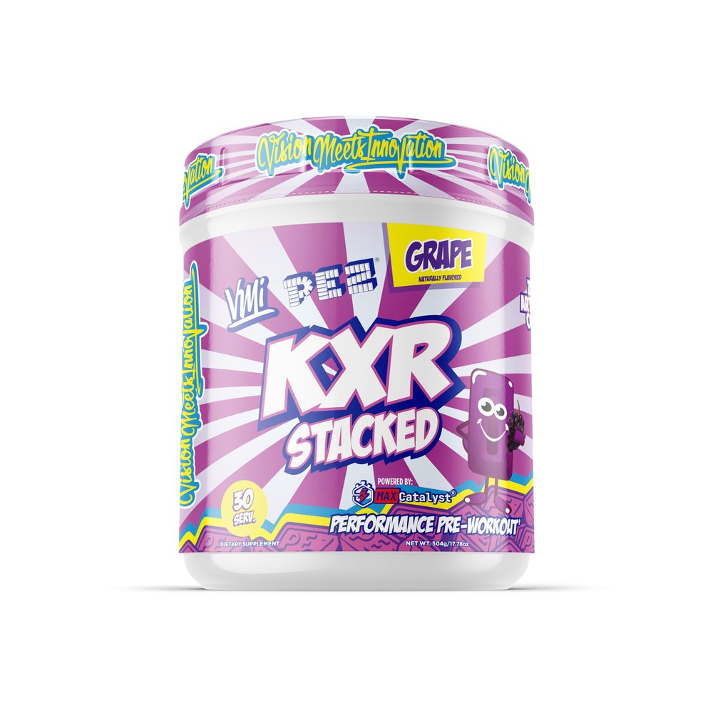 VMI Sports KXR Stacked Essential Pre Workout Powder | Energy Focus Power & Pumps | Maximum Absorption Formula | Great Taste for Men & Women (30 Servings, PEZ Grape)
