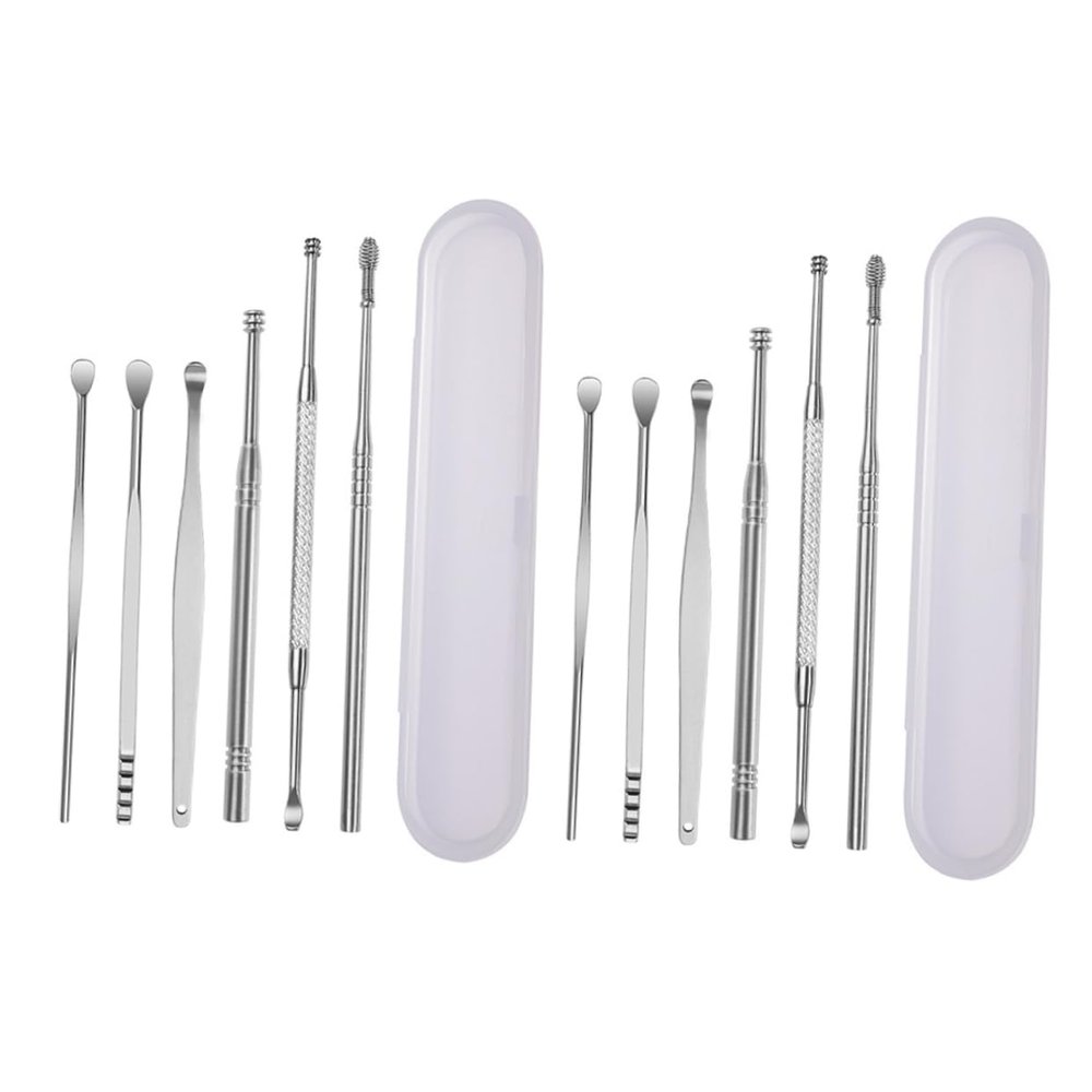 ELAYARD 2Set Ear Picker Kit Ear Wax Remover Tools for Adults Easy to Carry with Skid Design Resistant Ear Spoon Set